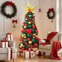 Christmas Tree Balloon Arch Kit Christmas Party Decorations Supplies, Balloon Christmas Tree Kit with Gold Red Green Balloons, Garland