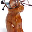 Christmas Gifts Hand Carved Solid Wood Cat Shaped Eyeglass Spectacle Holder, Display Stand for Optical or Sun Glasses Accessories, Wooden Eyeglass Holder Stand for Desk, Office, Bedside Tabletop