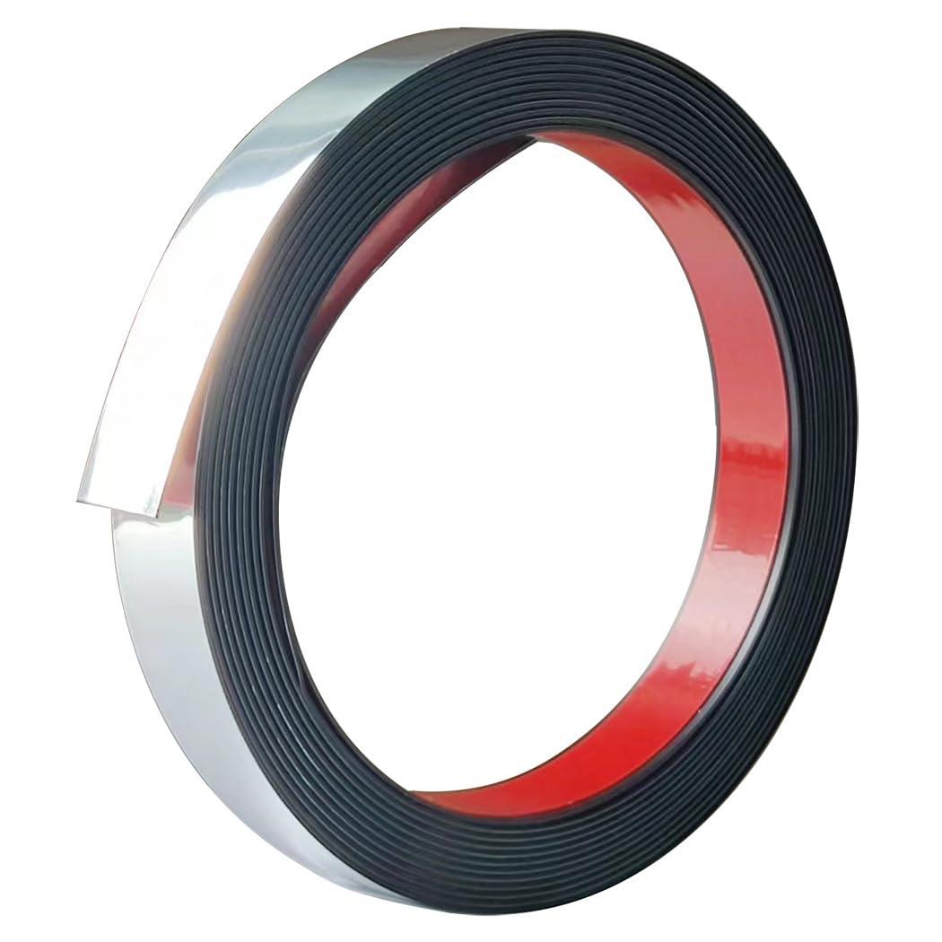 2 x 16 FT Self-Adhesive Liner for Wall Decor | Wall Molding Trim | Peel and Stick Trim for Wall/Mirror/Furniture/Door/Wardrobe/Home Decor (0.8 in. [1 Pcs], Shiny Silver)