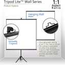 Elite Screens Tripod Lite Wall Series, 2in1 Portable Projector Screen Dual Tripod Stand/Wall Mount Indoor/Outdoor 50-INCH, 1:1 w/Carrying Bag, US Based Company- T50SW, Black