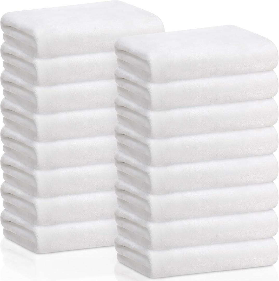 SmoothNovelty 16 Pack Microfiber Bath Towels Bulk 27'' x 60'' Oversized Beach Towel Highly Absorbent Extra Large Soft Drying for Shower Pool Salon Sauna Bathroom Gym Party (Simple,White), Simple Pattern
