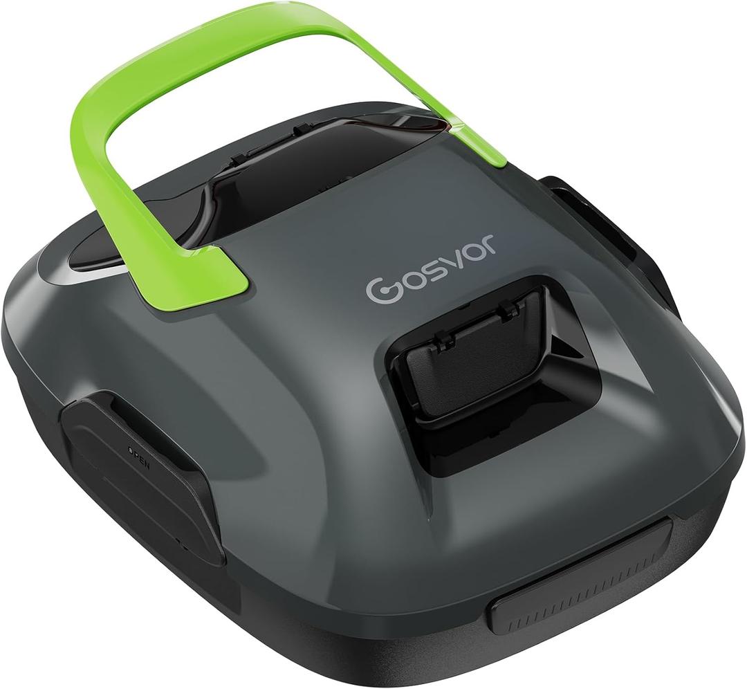 Cordless Robotic Pool Cleaner, Lasts 90 Min, Automatic Vacuum for Above-Ground Pools up to 860 Sq.ft, Portable, Self-Parking, Green