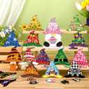 Blulu 34 Pcs Interchangeable Wooden Gnome Decor Summer 4th of July Patriotic Gnomes Welcome Sign Holiday Seasonal Tiered Tray Decor with Magnet Pieces for Gifts Decorations (Stylish)