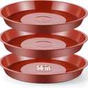 3 Pack Bird Bath Bowl, 14 inch 1.6" Depth Terracotta Ground Bird Bath for Outdoors, Durable Plant Saucer Dish for Garden Yard, Birds Water Bowl Feeder Tray Replacement, Weather Resistant ABS Plastic