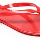 Women Flip Flops Jelly Shoes Thong Sandals Flat Slides Clear Jellies Pool Slippers Bathroom Summer Beach Size 8 Ladies Non Slip Dress Comfortable Quick Drying Soft (Red)