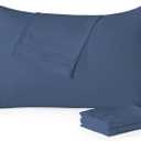 YIYEA Pillow Cases Standard Size Set of 4, Ultra Soft 1800TC Hotel Quality Double Brushed Microfiber Embroidered Pillowcases, Envelope Closure, Fade Resistant (20"x26", Denim)