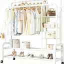 Double Clothing Rack with Wheels, long 47 inches Clothes Rack
