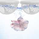 2PCS Floating Betta Hammock & Shrimp Cave, 3D Printed Fish Tank Accessories Aquarium Decor with Fish Feeding Ring Resting Spot Hideout for Betta, Shrimp and Small Fish Tank(White)