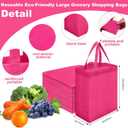 Windyun 200 Pcs Reusable Tote Bag Bulk 8 x 4 x 10 Inch Non Woven Shopping Bag with Handle Christmas Reusable Grocery Gift Tote (Rose Red)