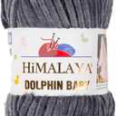 1 Skein/Pack Himalaya Dolphin Baby Chenille Yarn, Each Ball 100 gr (3.5 oz), 120 m (132 Yards), 100% Polyester, Super Bulky Baby Blanket Velvet Amigurumi Yarn, 80367 - Anthracite