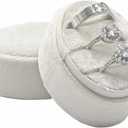 Velvet Wedding Ring Box - Octagon 3 Slots Engagement Ring Boxes with Hinged Lid for Proposal Engagement Wedding, Proposal Ring Box-PRB009-Beige-3 Slots