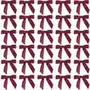 AIMUDI Burgundy Twist Tie Bows - 2.5" Pre Tied Maroon Bows - Premade Satin Gift Bows for Crafts, Wine, Treat Bags, Gift Wrapping, Wedding, Baby Shower, Party Favors, Christmas Tree Decor - 50 Counts
