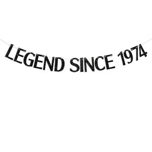Pack of 10, Black Glitter Legend Since 1974 Banner, Happy 51st Birthday Decorations, 51 Years Blessed & Loved, Cheers to 51 Years Old Birthday Party Decorations for Men/Women