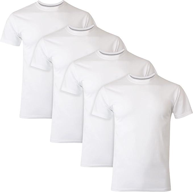Hanes Ultimate Men's 4Pack FreshIQ Slim Fit Crew TShirt, White, Large