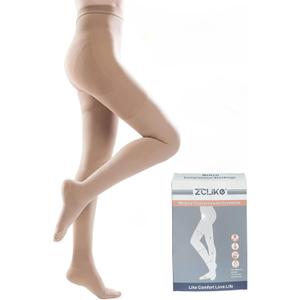 ZCLIKE Medical Compression Pantyhose Closed Toe Stockings for Women&Men 20-30mmHg All-Season Comfort Advanced Support for Varicose Veins Edema DVT Plus Size (Beige)