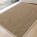 DEXI Ultra Thin Entryway Indoor Door Mat 24x36, Non Slip Rubber Backing Inside Entry Mat, Low Profile Easy Clean Dirt Trapper Doormat for Inside Entrance Patio, Beige