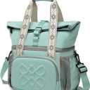 Dual Compartment Insulated Lunch bag, with 2 Leakproof Compartments & Roll-top, 13L lunchbox for work (Antiqued Aqua)