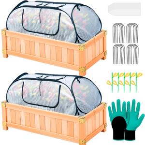 Garden Covers for Raised Beds, Pop Up Raised Garden Bed Cover, Garden Row Plants Cover Accelerator, Greenhouse Cover for Protecting Seedlings Fruits Vegetable Rows 45" L x 22" W x 16" H(2 Pack)