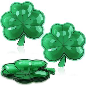 Green St. Patrick's Day Plastic Shamrock Small Bowl - 8.5" x 8.5" (4 Count) - Perfect for Irish Themed Parties & Festive Celebrations