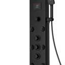 Black Shower Panel Tower System Stainless Steel LED Rainfall Waterfall Shower Head 5-Function Faucet Rain Massage System Wall Mount with 8 Body Jets, Handheld, and Tub Spout