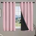 COSVIYA 100% Pink Blackout Curtains for Bedroom Kids Room 54 Inches Length 2 Panels Set, Full Light Blocking Thermal Insulated Grommet Nursery Window Treatment Drapes with Black Liner,W52 x L54