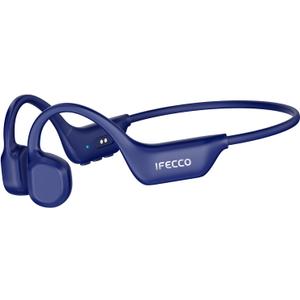 IFECCO Bone Conduction Headphones Bluetooth 6.0 - IP67 Waterproof Bone Conduction Headphones with Mic,Wireless Open Ear Earbuds for Running Gym Walking Cycling (Blue)