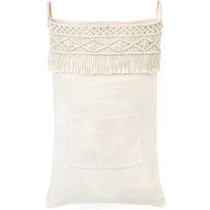 Mkono Macrame Hanging Laundry Hamper Bag Over The Door Organizer Laundry Bag Boho Decor Hanging Clothes Hamper for College Dorm Room Bathroom Home Travel Space Saving