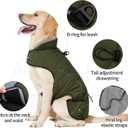 HEYWEAN Dog Winter Coat - Waterproof Windproof Reflective Vest for Medium & Large Breeds Adjustable Warm FleeceLined Jacket with Magic Tape & D-Ring for Leash Cold Weather Apparel (Green, Large)