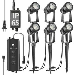 SUNTHIN Outdoor Landscape Lighting with Dusk to Dawn Sensor Controller, 6 Pack