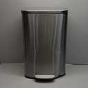 Smudge Resistant Rectangular Trash Can With Soft-Close Foot Pedal, Brushed Stainless Steel, 50 Liter/13.2 Gallon, Satin Nickel Finish, 16.7"L x 14.7"W x 25.9"H