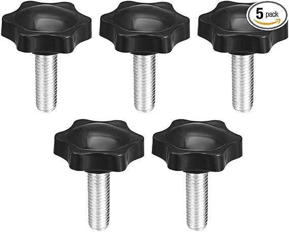 uxcell Clamping Screw Knob, 38mm Dia Plum Hex Shaped Grips Star Knob M8 x 20mm Male Thread, 5pcs