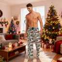 Mens Pajama Bottoms with Pockets Christmas Trees Cakes Super Soft Wide Leg Sleep Lounge Pants for Men S (Gray, XXL)