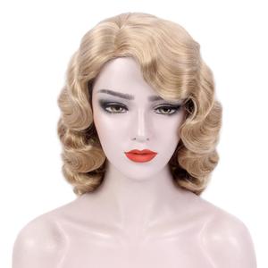 REEWES Long 1920s Wig Finger Wave Wig 613 Curly Short Wig Vintage Wigs for Women Lady Synthetic Heat Resistant Full Wigs Cosplay Costume Fancy Dress With Wig Cap (Blonde(Long))