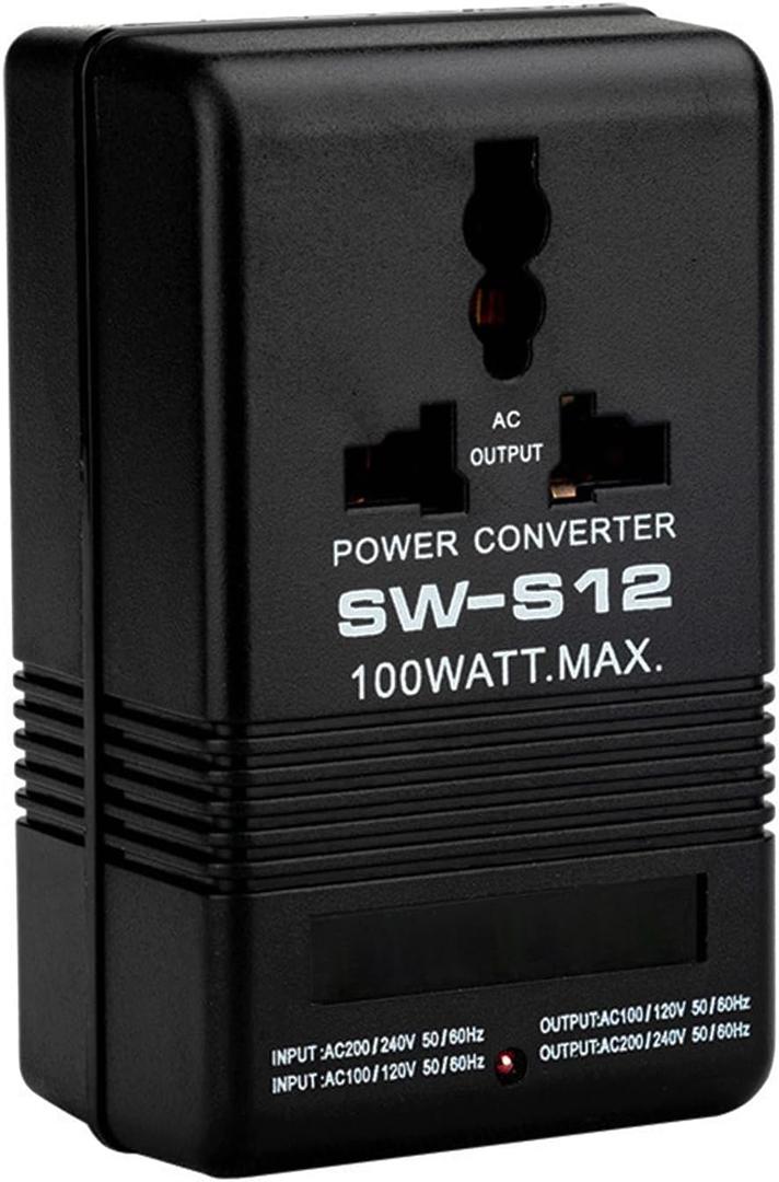 Voltage Converter 110V to 220V Step-Up & Step-Down Power Two-Way Conversion Voltage Converter Transformer for Travel, RV, and Camping(Black, 100W)