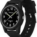 Kids Analog Watches for Girls Boys Watches with Soft Band Learning Time 50M Waterproof Children Watch Easy to Read for Ages 4-12 Kids Gift (Black)