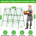 53x51 Inch Cucumber Trellis for Raised Bed, Adjustable A-Frame Garden Trellis for Climbing Plants Outdoor with Climbing Net, Meal Plant Trellis for Vegetables Pea Bean Tomato Grape Squash