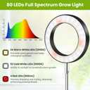 Kullsinss Black Grow Light, Full Spectrum LED Plant Lights for Indoor Growing with 6/12/16H Timer, 3 Color Modes, 5 Brightness, 10"-65" Height Adjustable Plant Grow Lamp for Large Indoor Plants