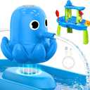Water Table Pump, Magnetic No-Drill Rechargeable Battery Powered Continuous Flow Water Pump, Fits Water Tables & Step 2, Cordless Pump Toys, Outdoor Water Play Accessories for Kids & Toddlers, Blue