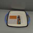 Bruntmor 2-in-1 Square Dutch Oven Casserole Dish with Lid, Dual Handles and Grill Pan for Baking, Braising and Grilling - Durable All-in-One Enameled Cast Iron Cookware Set for Kitchen, Whale Blue