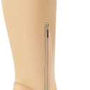 Coutgo Women's Knee High Boots Wide Calf Square Toe Chunky Heeled Pull-on Boot (11)