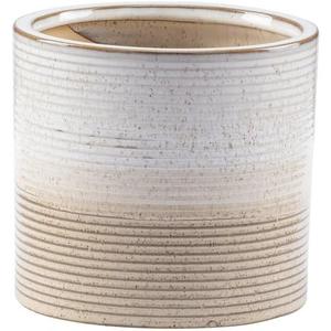 Napco Minimalist Scandinavian Ceramic Planter Large 5.5 x 5.5 Inch White and Beige Ribbed Flower Pot | Modern Organic Decorative Planter for House Plants, Succulents & Herbs, Home or Office Dcor