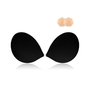 Niidor Sticky Bra Women's Strapless Backless Invisible Push up Silicone Bra with Nipple Covers Size C