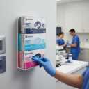 Azar 255630 Acrylic Gloves Box Dispenser Holder Wall Mount Glove and Facial Tissue Wire Rack for Kitchen, Cleaning Closet, Lab, Exam, Office, Laboratory, Healthcare, Hospital (L)