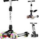 Sejoy Toddler Kick Scooter for Kids with 3 Wheels Extra-Wide Childrens Foldable Toy Scooter with Adjustable Height/Handlebars & Folding Seat for Kids Ages 3+ (Black)