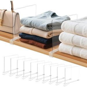 10 Pack Clear Shelf Dividers for Closets, Acrylic Dividers for Shelves, Closet Shelf Divider for Organization, Organizers & Separators for Shelf Storage, Home Closets, Cabinets
