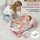 MoreFeel Foldable Baby Bathtub with Thermometer - 4-in-1 Grow-with-Me Collapsible Infant Tub (Newborn to Toddler) with Adjustable Mesh Sling - Space Saving Design