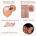 16th Rose Gold Birthday Party Decorations for Girls, Rose Gold Happy Birthday Banner, Fringe Curtains, Heart Foil Balloons, Confetti Balloons, Cake Topper for 16th Birthday Decorations