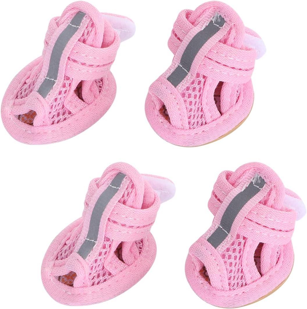 ULTECHNOVO Breathable Pet Sandals for Small Dogs Size 1 Mesh Shoes with Flexible Rubber Sole Anti-Slip Dog Booties for Outdoor Walking and Hot Pavement Protection