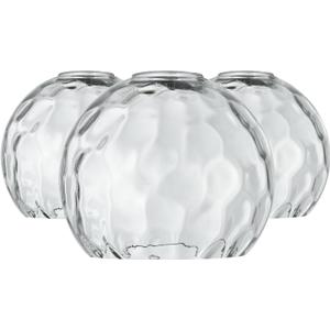 3 Pack Fixture Replacement Globe Shade, 6 Inch Diameter, E26 Base Clear Hammered Glass, Glass Globe Lampshade Cover for Pendant Wall Sconce Chandelier Vanity Light