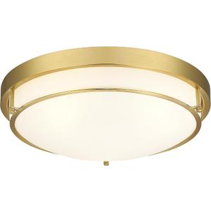 16 inch Flush Mount Light Fixture, 3-Light Modern Ceiling Light with Polished Gold Finish for Hallway Kitchen Laundry Bedroom, CL4822-3W-PG